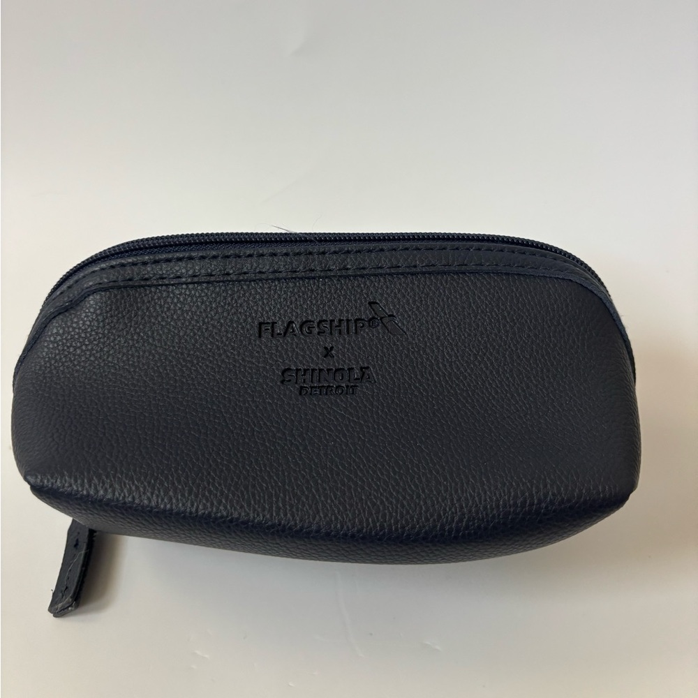 Shinola x Flagship Navy Blue Leather Cosmetic Bag